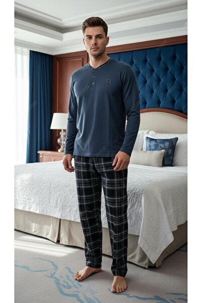 MİSS ELİZZA Men's Pajama Combed Cotton Set