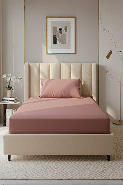 FAVORA 100% Cotton Ranforce Premium Single Fitted Sheet Set - Powder