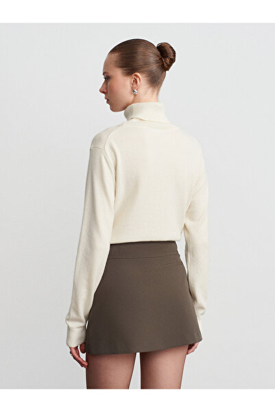 Dilvin 81068 Belted Shorts Skirt-Khaki