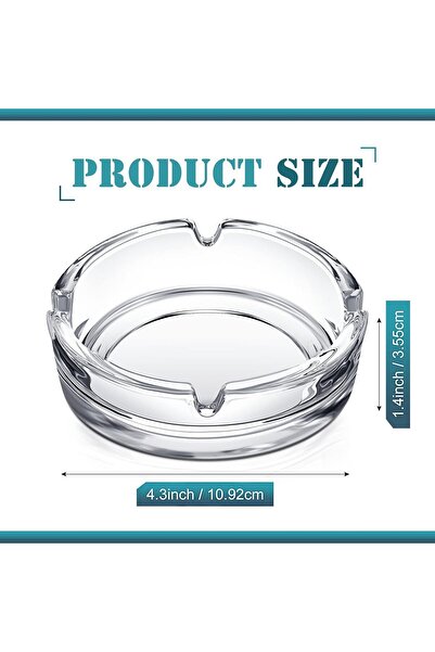 Bukela منفضة سجائر زجاجية، عبوة من قطعتين، منفضة سجائر دائرية شفافة كبيرة للمنزل/المكتب، للاستخدام الداخلي/الخارجي، 11