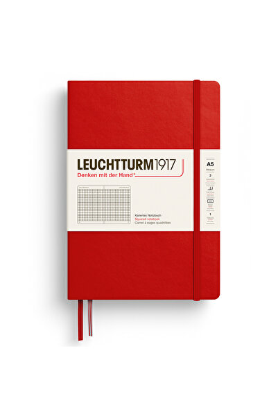 Leuchtturm1917 Caiet A5 cu copertă cartonată, roșu cireș, cu bilețel