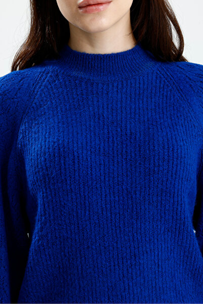 Figo guler rotund Pulover pentru femei cu detaliu pe mâneci