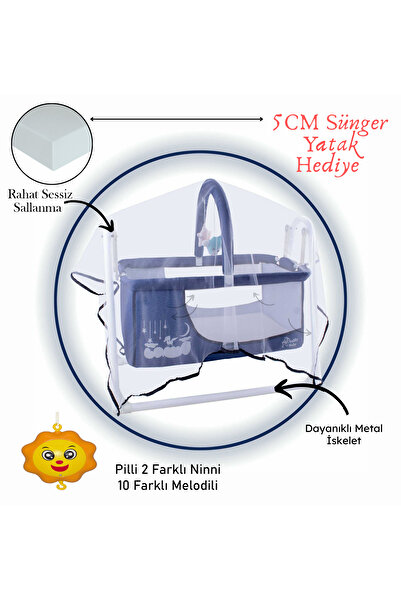 CHUBBY BABY Müzikli Melodi Kutulu Candy Sepet Beşik – Sallanır, 2 Peluş Oyunc...