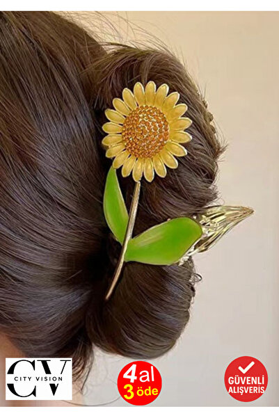 cityvision 12 cm Sunflower Model Gold Hair Clip – Elegant Floral Metal Barrette