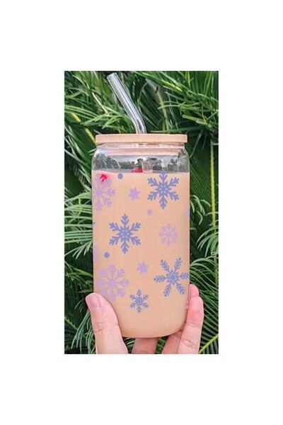 OEM Set of 2 glasses with straws, Christmas pattern, 2x500ml, ideal for a special gift