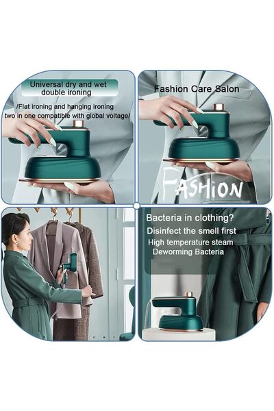 KADRAMA Portable Steam Iron - Hanging Ironing Machine Folded Dry & Wet Iron Machine for Clothes Size(Green)