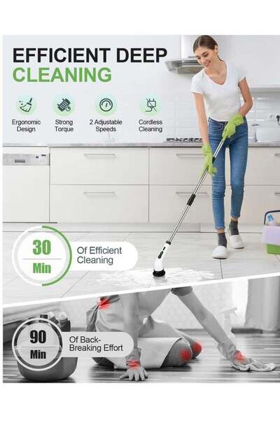 Generic Electric Cleaning Brush with 9 Replaceable Heads - Electric Spin Scrubber for Kitchen & Bathro