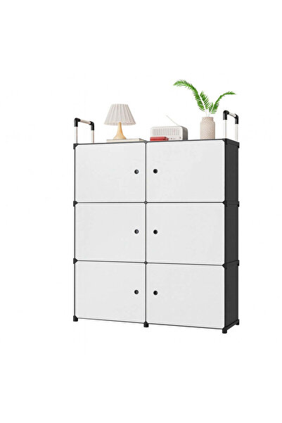 OEM Modular Shoe Cabinet 6 Compartments – Shoe Cupboard with Doors, 82×28×107 cm