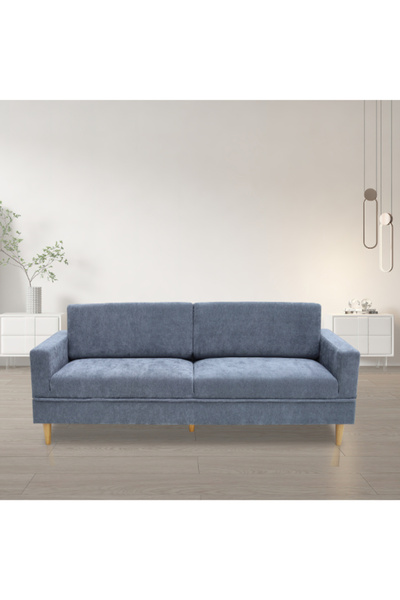 micasa أريكة فوتون أنيقة وعصرية بثلاثة مقاعد مع أرجل خشبية وسرير من القماش