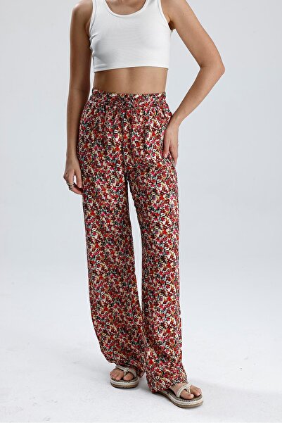 VELİZADE Μοντέλο άνεσης με ψηλή μέση, φαρδιά μπατζάκια, ελαστική μέση, με σχέ...