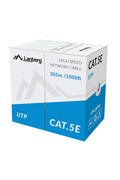 Lanberg Rola cablu UTP, 42761, cat.5e, lungime 305m, AWG 24, 100 MHz, solid CCA, ethernet, albastra