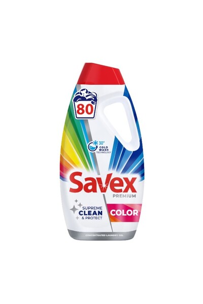 SAVEX Set 2 x Detergent de Rufe Lichid Premium Color, 3.6 l, 80 Spalari