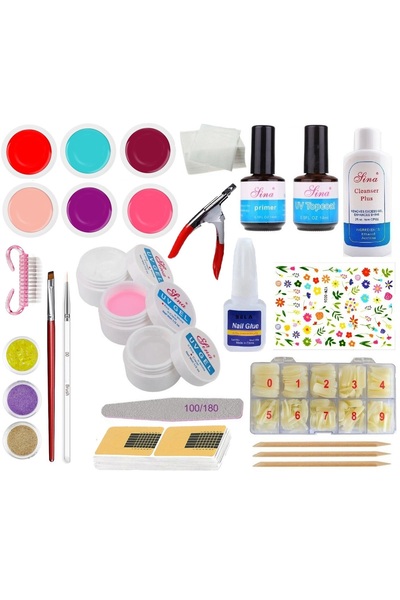 SELA Kit gel unghii false nr. 27, Sela, fără lampă UV, 195 bucăți