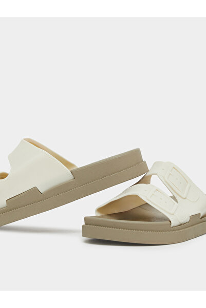 Styli Beige Buckle Detail Slides