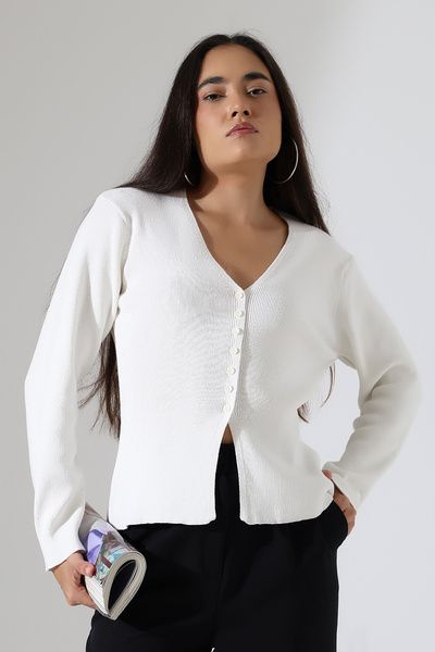 GND Women's Slim Fit Long Sleeve Basic Buttoned Cardigan