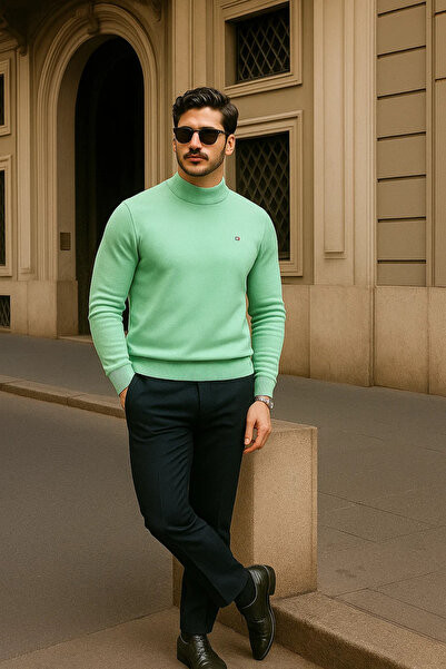 comstar Men's Casual Mint Half Turtleneck Sweater