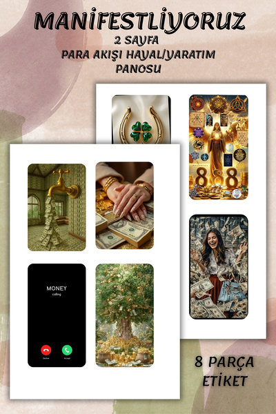 birikiyedi Para Akışı, Bolluk&Bereket Hayal/Yaratım Panosu -Dream Board Stick...