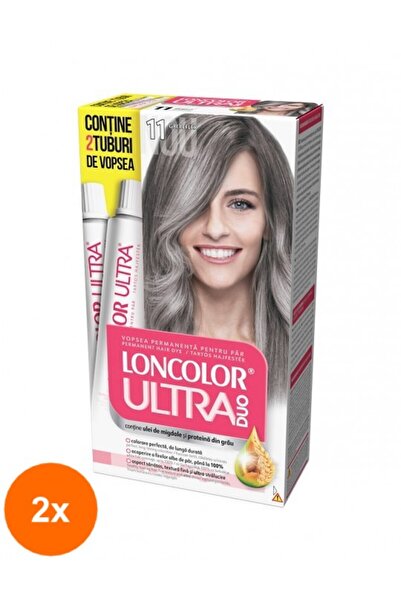 Loncolor Ultra Set 2 x Vopsea de Par Permanenta Max, 11 Gri Reflex, 200 ml