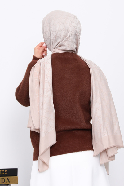 İmajButik Angora Soft Sweater with Brown Scarf Detail