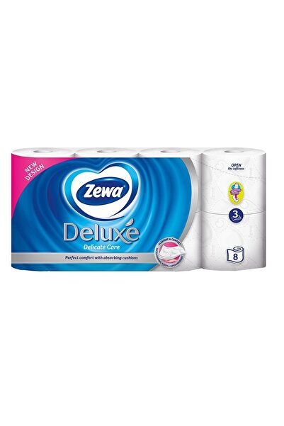 Zewa Deluxe Delicate Care toilet paper, 3 ply, 8 rolls/set