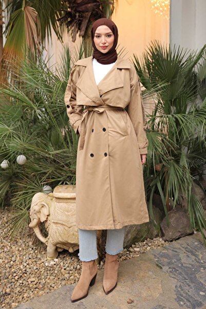 İmajButik Τριβεργική καμπαρντίνα με επένδυση από βιζόν διπλό πέτο