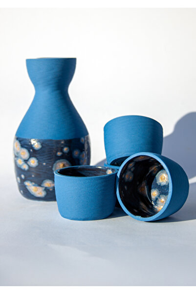 Argile Rouge - Sake Set Upsala Porselen Sake Potu ve 4 adet bardak (3D Printe...