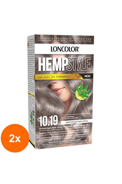Loncolor Set 2 x Vopsea de Par Permanenta Hempstyle cu Ulei de Canabis, 10.19...