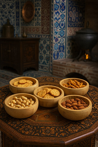 PEKPLUS وعاء بسكويت دائري من الخيزران، وعاء بسكويت من الخيزران على طراز Pinte...