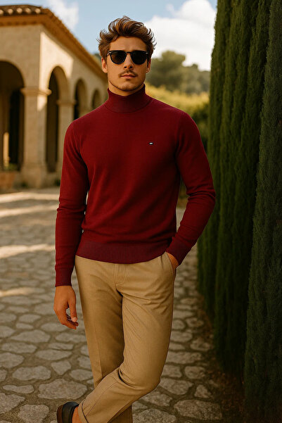 comstar Men's Basic Premium Comfort Long Burgundy Sweater