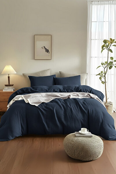 Valoroso Tekstil 100% Cotton Muslin Duvet Cover Set with Elastic Fitted Sheet...