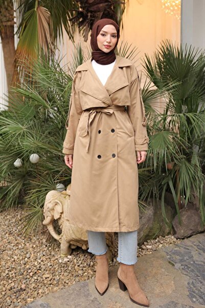 İmajButik Τριβεργική καμπαρντίνα με επένδυση από βιζόν διπλό πέτο