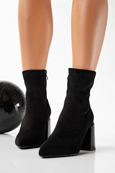 Zaira Botine dama îmblanite negre din piele ecologica intoarsa Fergie #22857 ...