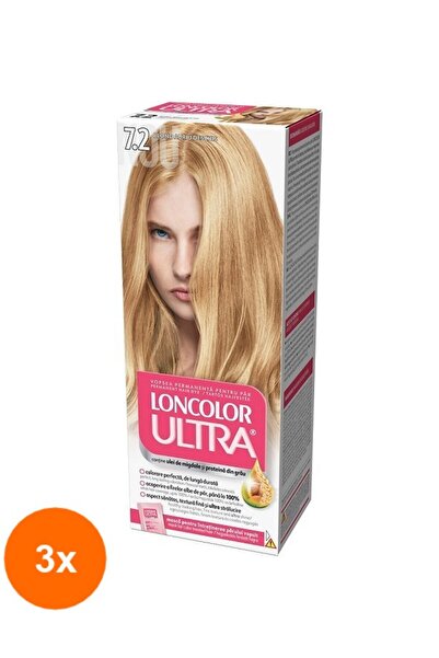 Loncolor Ultra Set 3 x Vopsea de Par Permanenta cu Amoniac 7.2 Blond Auriu De...