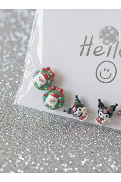 alpikom Special Gift for New Year's Eve Earring Set of 3 Santa Claus Kuromi