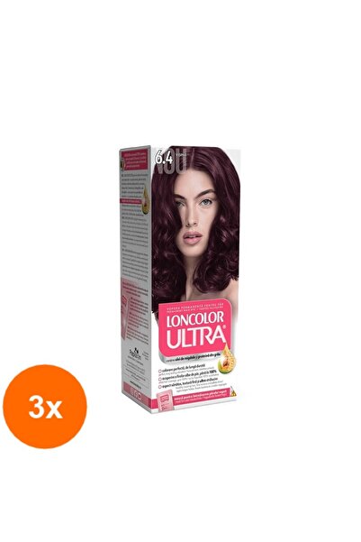 Loncolor Ultra Set 3 x Vopsea de Par Permanenta cu Amoniac 6.4 Visina, 100 ml
