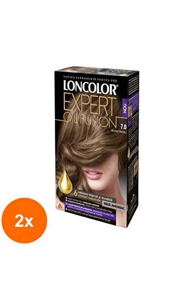 Loncolor Expert Set 2 x Vopsea de Par Permanenta Oil Fusion 7.0 Blond Mediu, ...