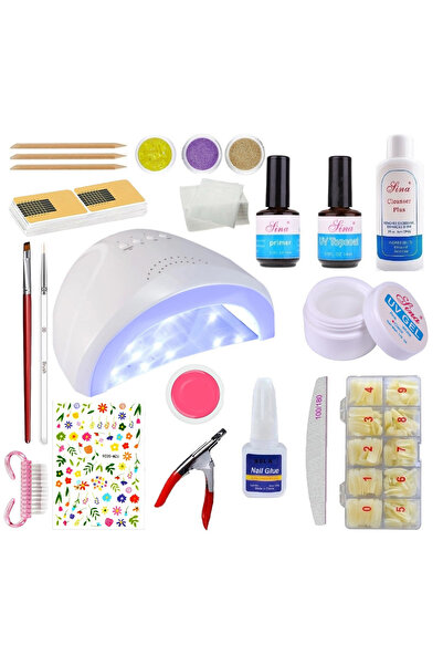 SELA Kit unghii false cu gel UV, nr. 103, lampă LED, 179 bucăți,