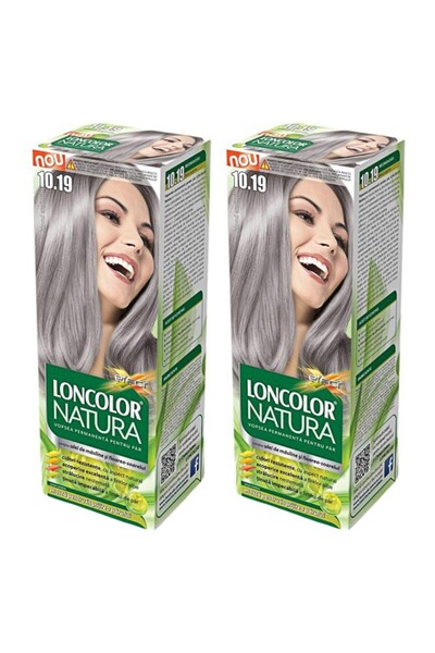 Loncolor Natura Set 2 x Vopsea de Par Permanenta 10.19 Blond Argintiu, 200 ml