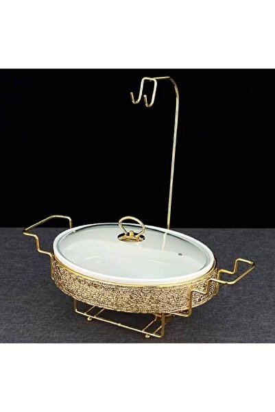 NKX Elegant Multi-Section Serving Dish with Gold Accents and Transparent Lid