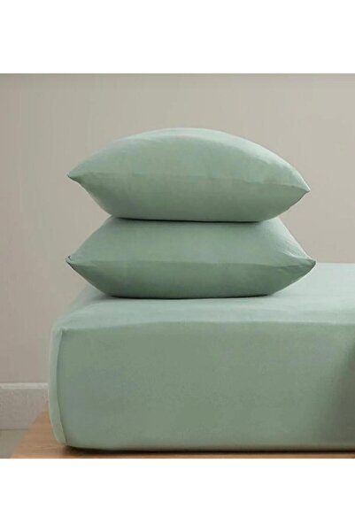 She&Co 2 Pieces Green Cotton Double Size 180 X 200 X 30 cm Fitted Sheet Set