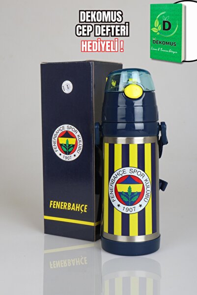 Fenerbahçe Dekomus Pocket Notebook with Gift Licensed Yellow Navy Blue Steel Water Bottle 500 ml