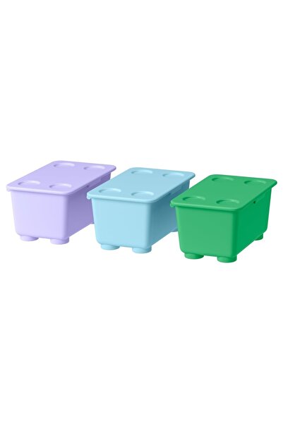 IKEA Glis New Colors, Children's Pencil and Paint Box & Storage Container Glis 3-Piece Lilac Blue Green Color