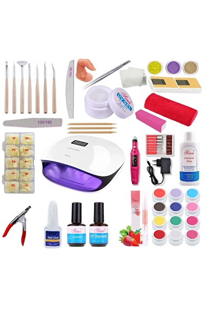 SELA Kit unghii false cu gel UV nr. 104, lampă LED, 210 bucăți,