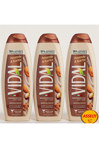 Vidal Set ASSELTI – 3 x Almond & Karité 500 ml (gel de duș emolient cu unt de shea și ulei de migdale)