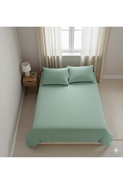 She&Co 2 Pieces Green Cotton Double Size 180 X 200 X 30 cm Fitted Sheet Set