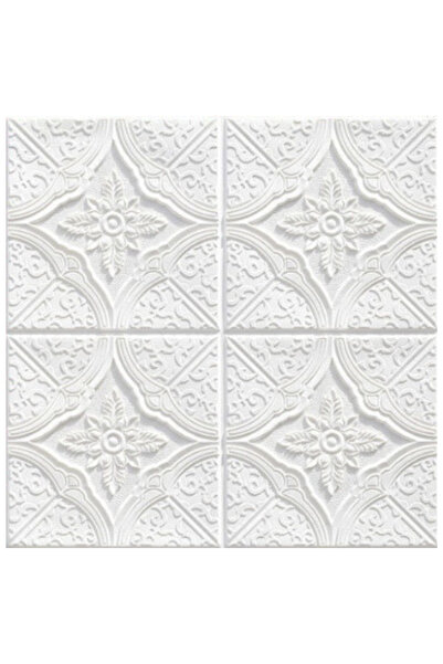 SDEPOT Set of 20 S DEPOT® wallpaper tiles, 3 mm thick, dimensions 70x70 cm, elegant fern pattern, white