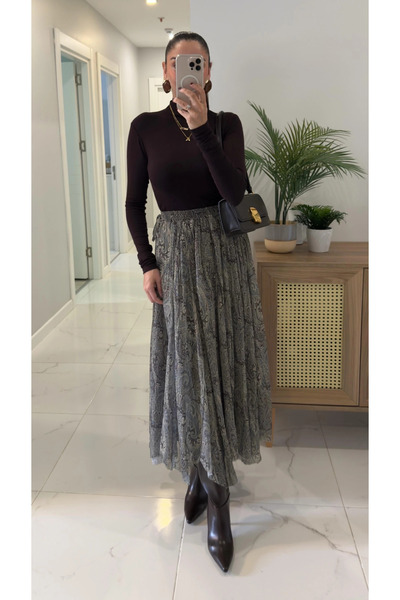 My Blog Φούστα σιφόν με πράσινο έθνικ σχέδιο - 251102