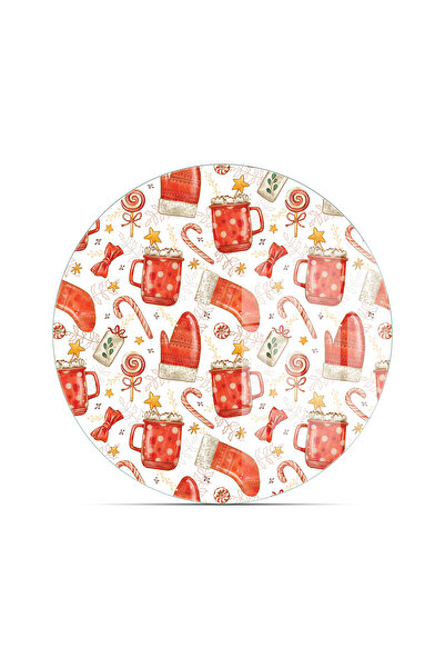 Decovetro Glass Presentation Serving Plate Set of 3 Round Christmas Patterned