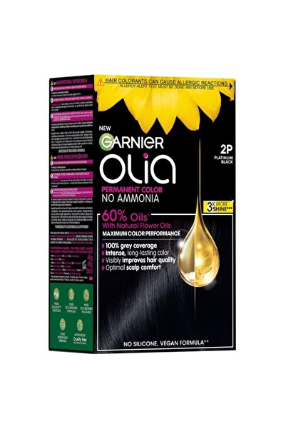 Garnier Set of 2 x Olia 2P Platinum Black Ammonia-Free Permanent Hair Dye, 174 ml