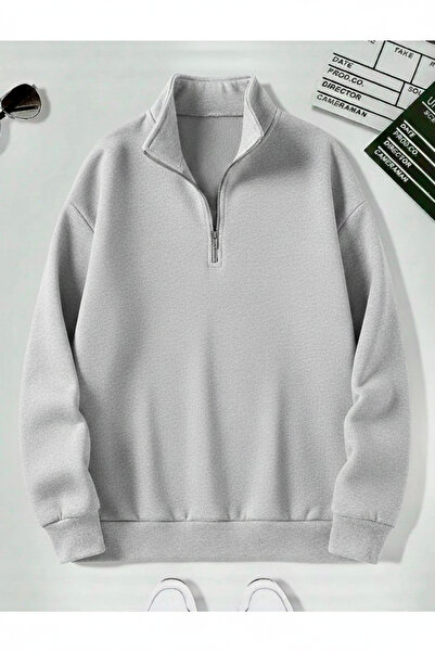 DAXİS Sportwear Company Unisex Dik Yakalı Fermuarlı Oversize Sweatshirt - Büy...